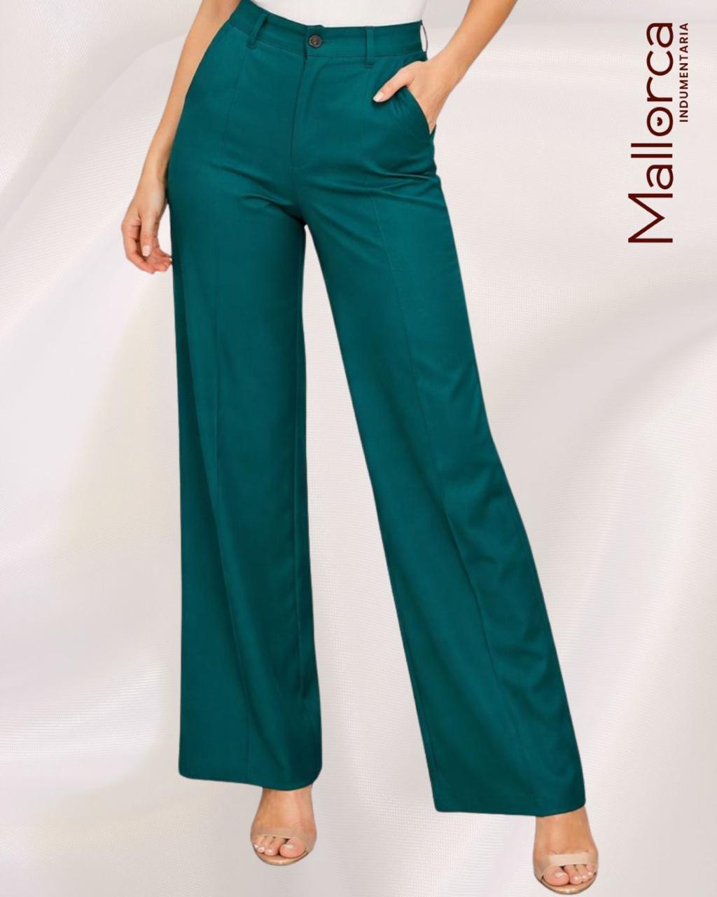 Pantalones Holgados Color Verde
